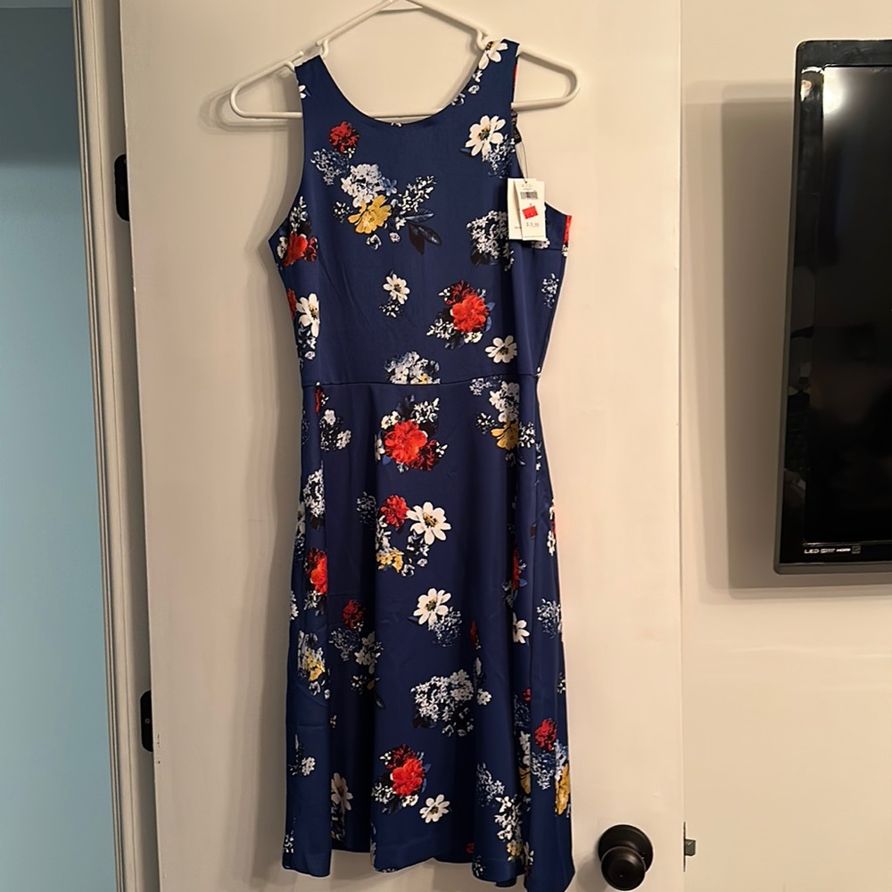 Banana Republic blue flower print dress. NWT